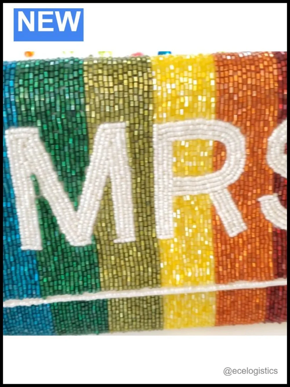 Beaded MRS Clutch with Chain, Bridal Evening Bag
